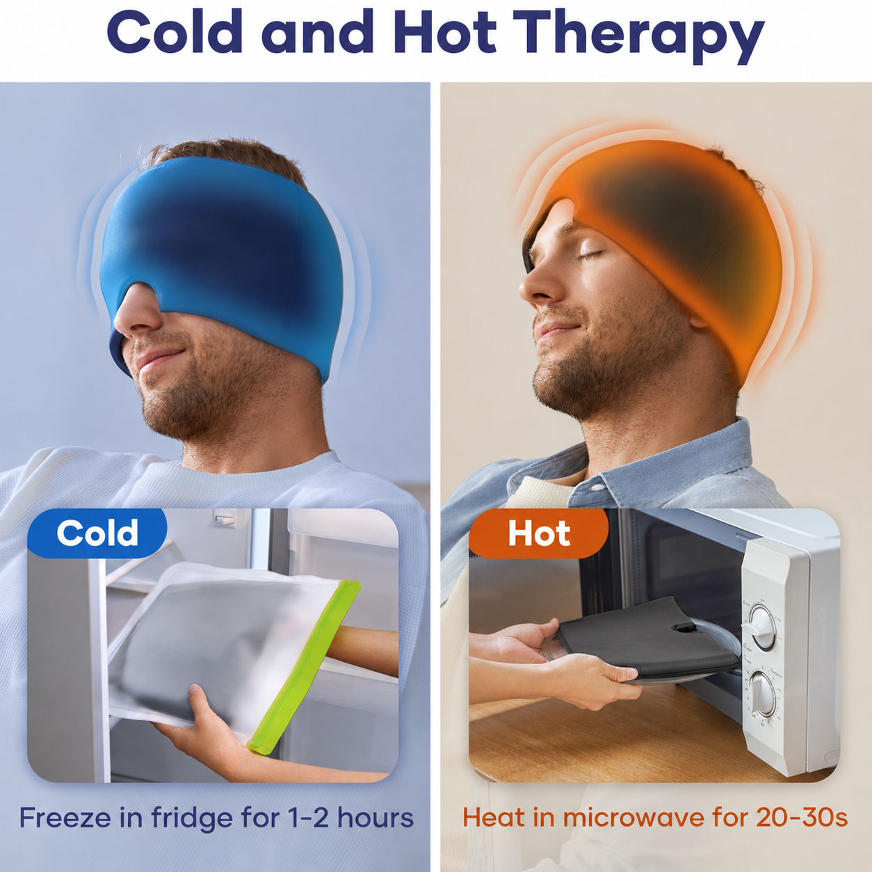 Hot & Cold Therapy Gel Eye Mask | 360° Wraparound Eye Mask for Cold Compress, Heat Therapy, Headaches, Eye Fatigue & Relaxation