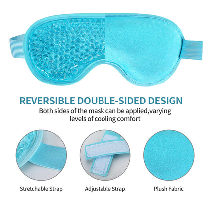 Cooling Gel Eye Mask | Refrigerated Cold Compress Mask for Eye Fatigue, Puffiness & Relaxation, Adjustable Reversible Eye Mask