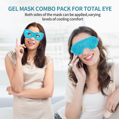 Cooling Gel Eye Mask | Refrigerated Cold Compress Mask for Eye Fatigue, Puffiness & Relaxation, Adjustable Reversible Eye Mask