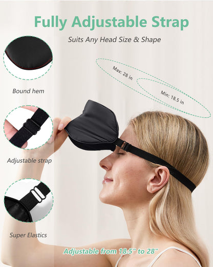 100% Mulberry Silk Sleep Mask | Grade 6A Silk Blackout Eye Mask, Adjustable Non-Slip Sleep Mask for Men & Women, Naps & Travel