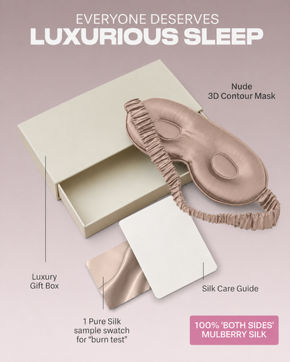 3D Silk Sleep Mask | Mulberry Silk Contoured Eye Mask, No Pressure on Eyes or Lashes, Adjustable Soft Eye Mask for Sleep, Travel & Naps