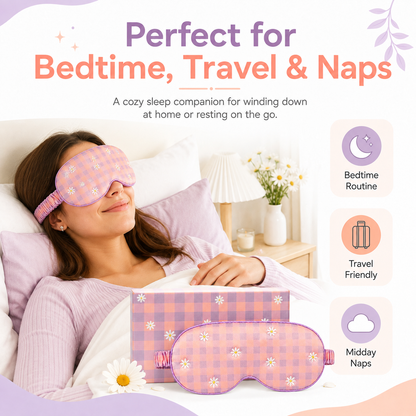 Embroidered Sleep Mask | Soft, Comfortable & Adjustable Eye Mask for Bedtime, Naps & Travel