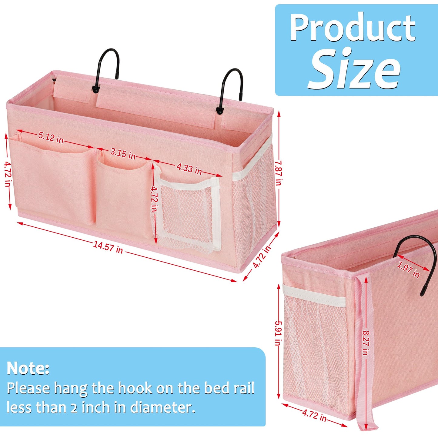 Reinforced Bedside Hanging Organizer | Bunk Bed Caddy, Crib Storage Bag, Large-Capacity Multi-Pocket Bedside Organizer That Holds Its Shape