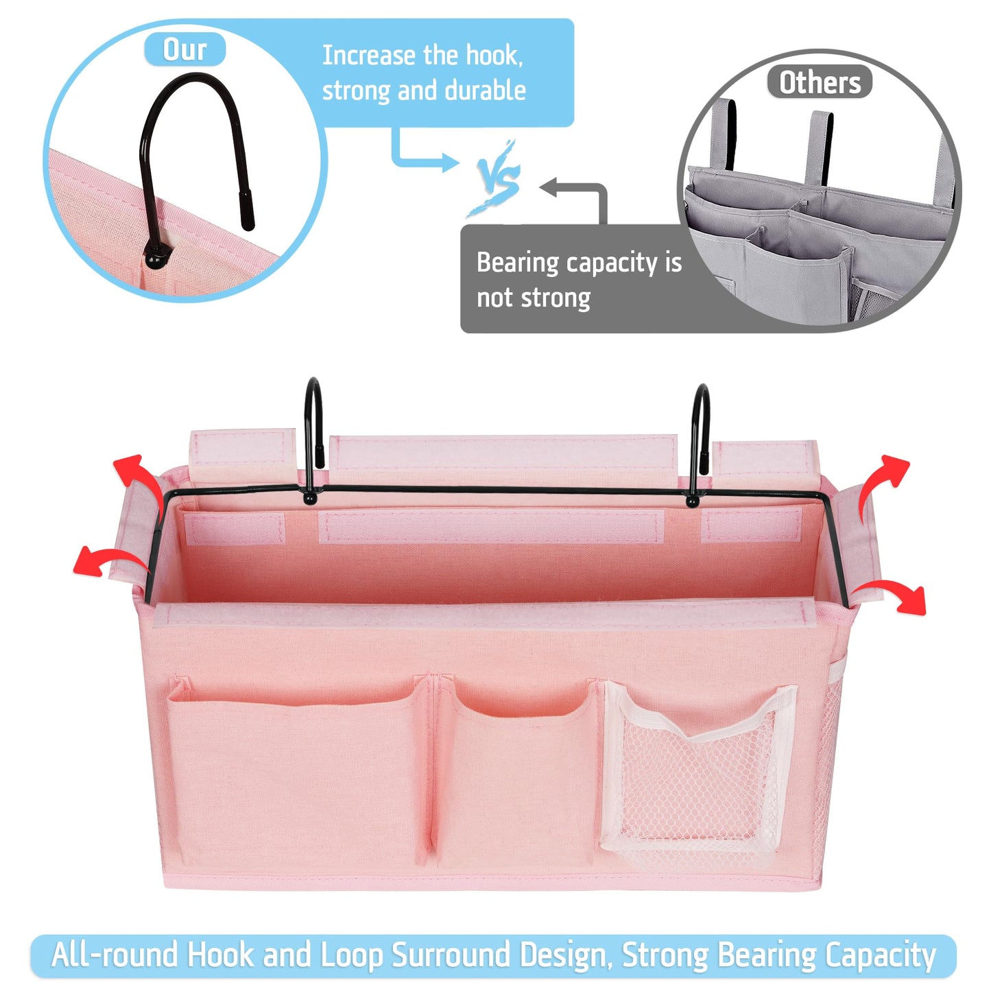 Reinforced Bedside Hanging Organizer | Bunk Bed Caddy, Crib Storage Bag, Large-Capacity Multi-Pocket Bedside Organizer That Holds Its Shape