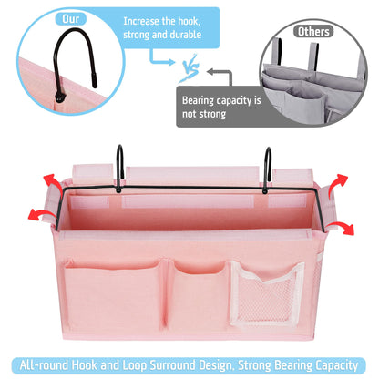 Reinforced Bedside Hanging Organizer | Bunk Bed Caddy, Crib Storage Bag, Large-Capacity Multi-Pocket Bedside Organizer That Holds Its Shape