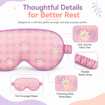 Embroidered Sleep Mask | Soft, Comfortable & Adjustable Eye Mask for Bedtime, Naps & Travel