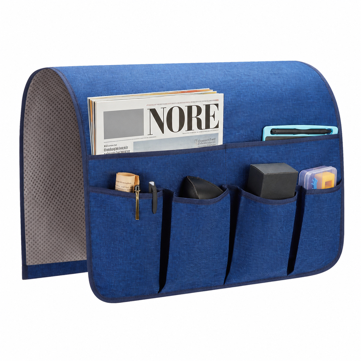 Non-Slip Sofa Armrest Organizer | 6-Pocket Storage Caddy for Remote Controls, Phones, and Tablets, No-Installation Side Organizer for Sofas and Bedsides