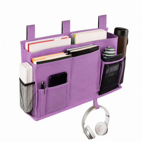 Large-Capacity Bedside Hanging Organizer | Bunk Bed Caddy with Long Hook-and-Loop Straps, Multi-Pocket Bedside Storage Bag