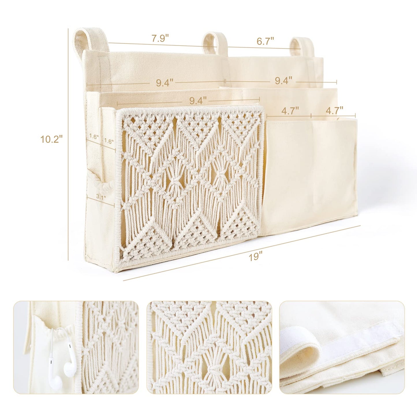 Bedside Hanging Storage Organizer | Bunk Bed Caddy, Crib Storage Bag, Multi-Pocket Hanging Organizer for Diapers and Daily Essentials