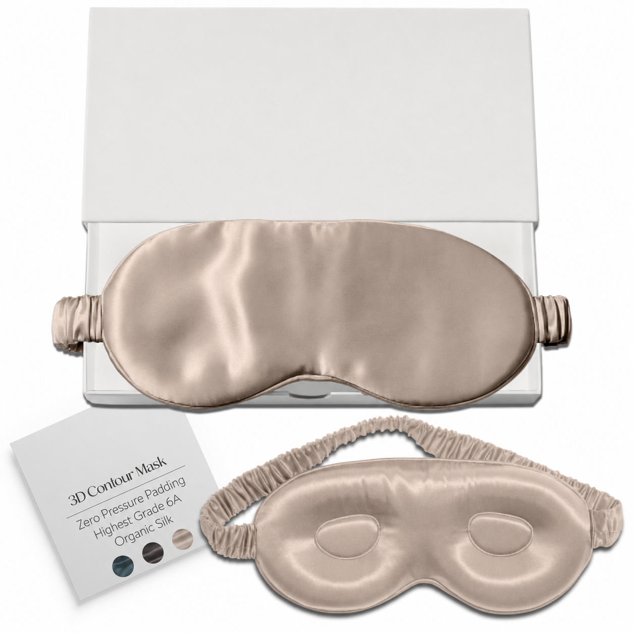 3D Silk Sleep Mask | Mulberry Silk Contoured Eye Mask, No Pressure on Eyes or Lashes, Adjustable Soft Eye Mask for Sleep, Travel & Naps