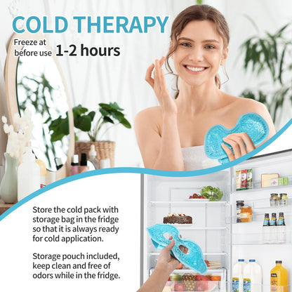 Cooling Gel Eye Mask | Refrigerated Cold Compress Mask for Eye Fatigue, Puffiness & Relaxation, Adjustable Reversible Eye Mask