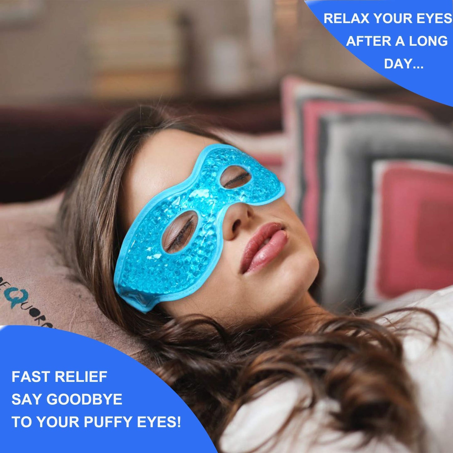Cooling Gel Eye Mask | Refrigerated Cold Compress Mask for Eye Fatigue, Puffiness & Relaxation, Adjustable Reversible Eye Mask
