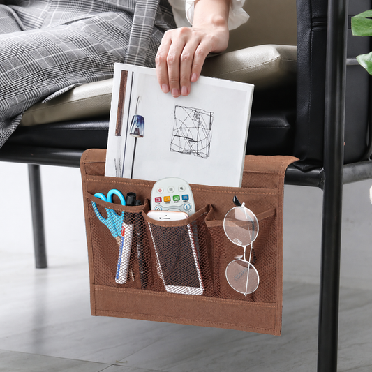 Sofa Armrest Organizer | No-Installation Bedside and Chairside Storage Pocket, Multi-Pocket Sofa Caddy for Remote Controls, Magazines, and Phones