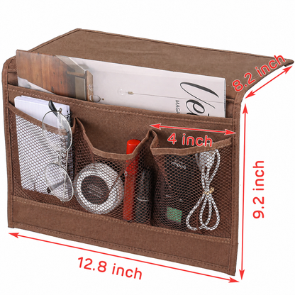Sofa Armrest Organizer | No-Installation Bedside and Chairside Storage Pocket, Multi-Pocket Sofa Caddy for Remote Controls, Magazines, and Phones