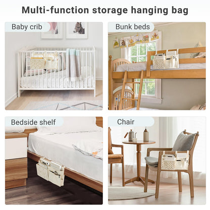 Bedside Hanging Storage Organizer | Bunk Bed Caddy, Crib Storage Bag, Multi-Pocket Hanging Organizer for Diapers and Daily Essentials