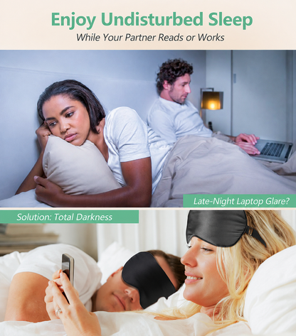 100% Mulberry Silk Sleep Mask | Grade 6A Silk Blackout Eye Mask, Adjustable Non-Slip Sleep Mask for Men & Women, Naps & Travel