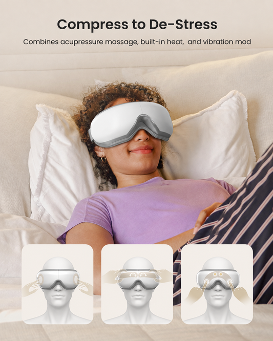 Voice-Controlled Eye Massager | 5 Massage Modes, Heat Therapy & 15-Minute Timer for Eye Fatigue, Naps & Travel