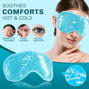 Cooling Gel Eye Mask | Refrigerated Cold Compress Mask for Eye Fatigue, Puffiness & Relaxation, Adjustable Reversible Eye Mask