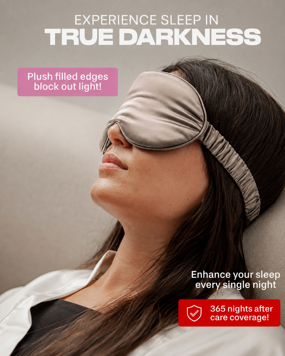 3D Silk Sleep Mask | Mulberry Silk Contoured Eye Mask, No Pressure on Eyes or Lashes, Adjustable Soft Eye Mask for Sleep, Travel & Naps