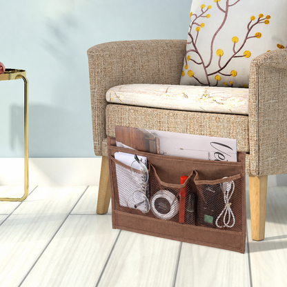 Sofa Armrest Organizer | No-Installation Bedside and Chairside Storage Pocket, Multi-Pocket Sofa Caddy for Remote Controls, Magazines, and Phones