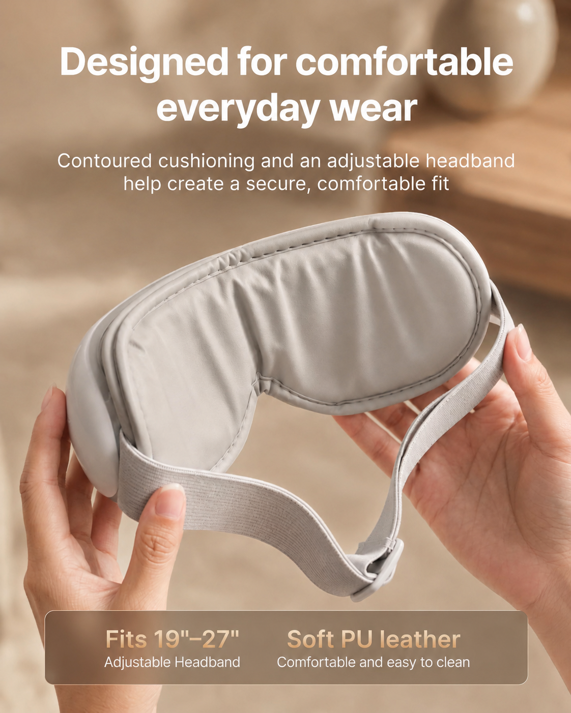 Voice-Controlled Eye Massager | 5 Massage Modes, Heat Therapy & 15-Minute Timer for Eye Fatigue, Naps & Travel