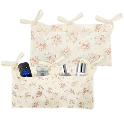 Floral Bedside Hanging Organizer | 2-Pack Bunk Bed Caddy, Bedside Storage Bag for Kids’ Beds and Cribs, Large-Capacity Fabric Hanging Organizer