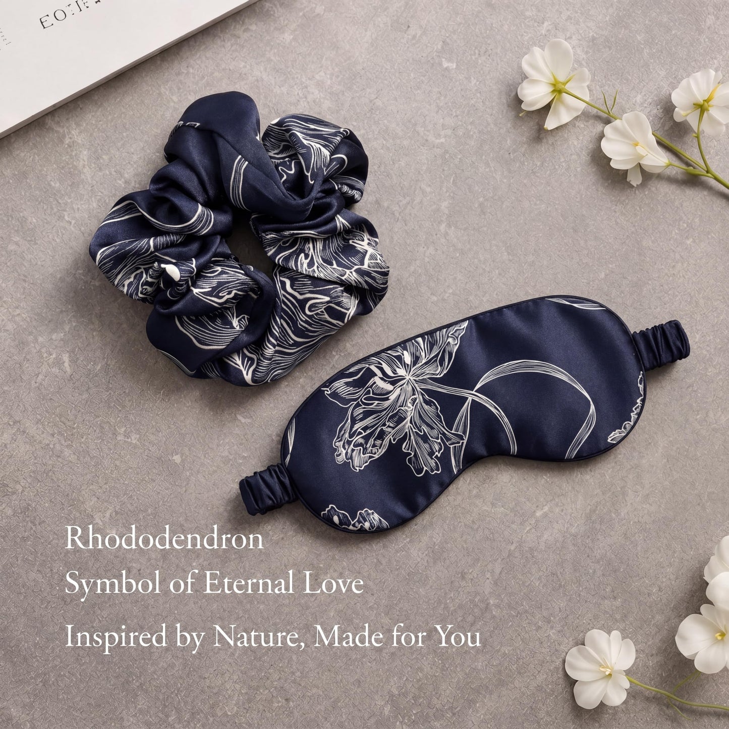 100% Mulberry Silk Sleep Mask Set | Silk Light-Blocking Eye Mask with Stretchy Scrunchie, Soft, Breathable & Comfortable