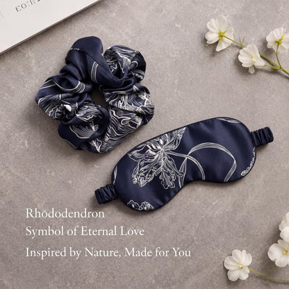 100% Mulberry Silk Sleep Mask Set | Silk Light-Blocking Eye Mask with Stretchy Scrunchie, Soft, Breathable & Comfortable