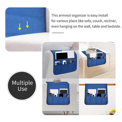 Non-Slip Sofa Armrest Organizer | 6-Pocket Storage Caddy for Remote Controls, Phones, and Tablets, No-Installation Side Organizer for Sofas and Bedsides
