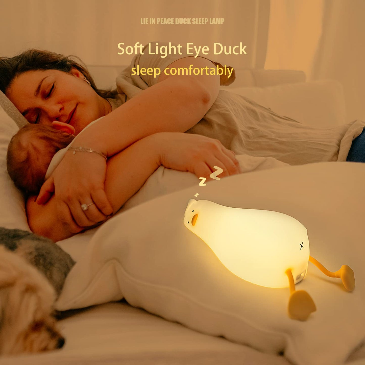 Duck Silicone Tap Night Light | 3-Level Dimmable Kids’ Bedside Lamp, 30-Minute Timer, Type-C Rechargeable Phone Stand Night Light