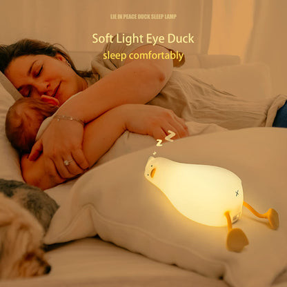 Duck Silicone Tap Night Light | 3-Level Dimmable Kids’ Bedside Lamp, 30-Minute Timer, Type-C Rechargeable Phone Stand Night Light
