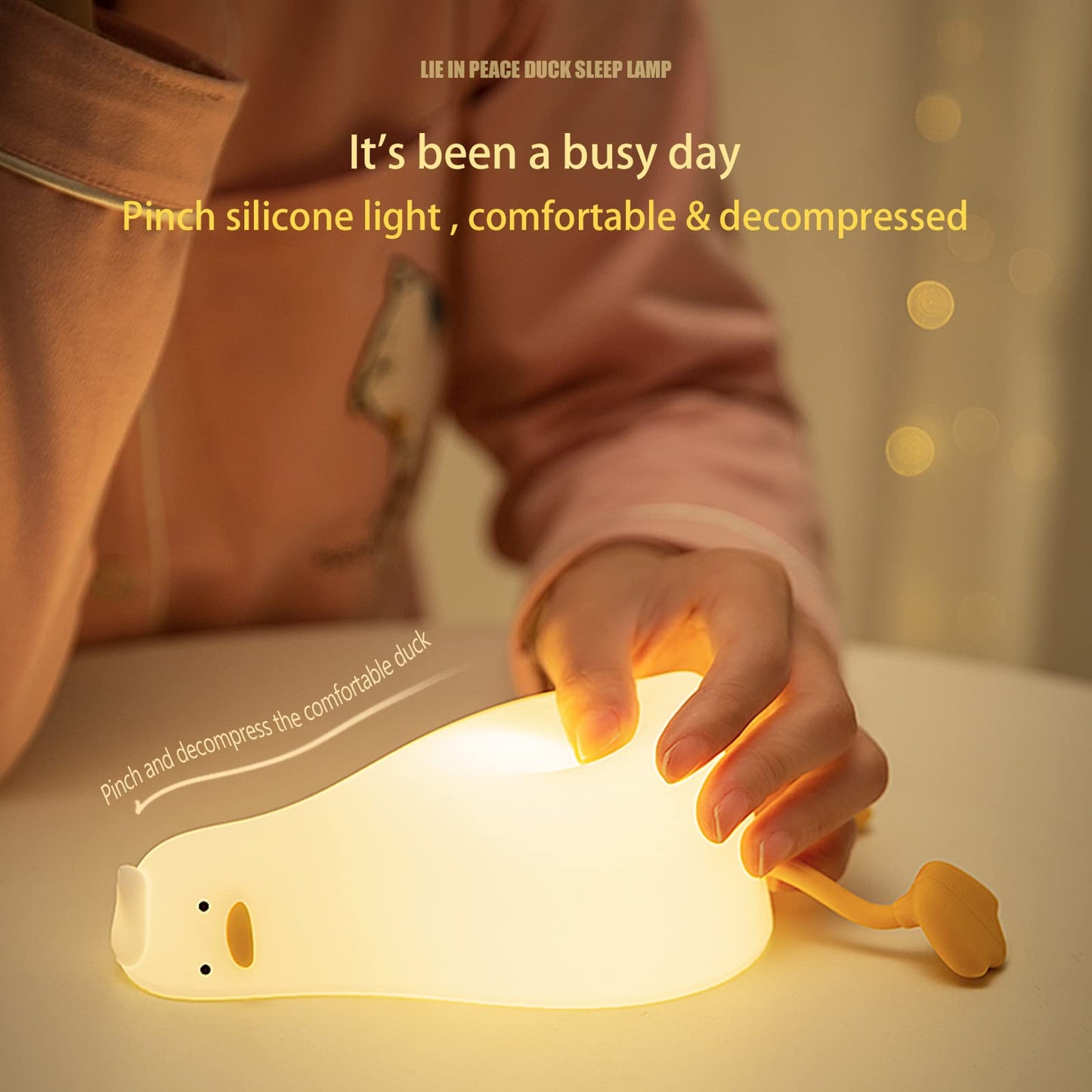 Duck Silicone Tap Night Light | 3-Level Dimmable Kids’ Bedside Lamp, 30-Minute Timer, Type-C Rechargeable Phone Stand Night Light