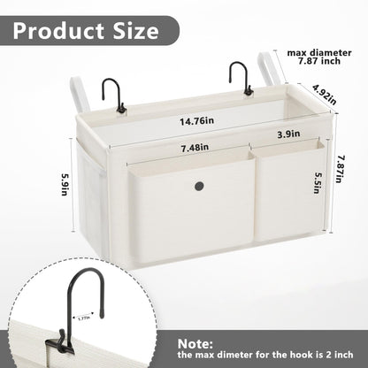 Large-Capacity Bedside Hanging Storage Basket | Bunk Bed Organizer, Crib Side Storage Caddy, Multi-Compartment No-Drill Bedside Organizer