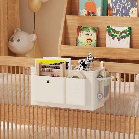 Large-Capacity Bedside Hanging Storage Basket | Bunk Bed Organizer, Crib Side Storage Caddy, Multi-Compartment No-Drill Bedside Organizer