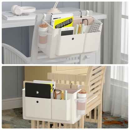 Large-Capacity Bedside Hanging Storage Basket | Bunk Bed Organizer, Crib Side Storage Caddy, Multi-Compartment No-Drill Bedside Organizer