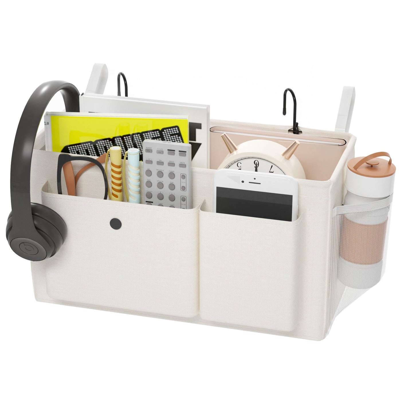 Large-Capacity Bedside Hanging Storage Basket | Bunk Bed Organizer, Crib Side Storage Caddy, Multi-Compartment No-Drill Bedside Organizer
