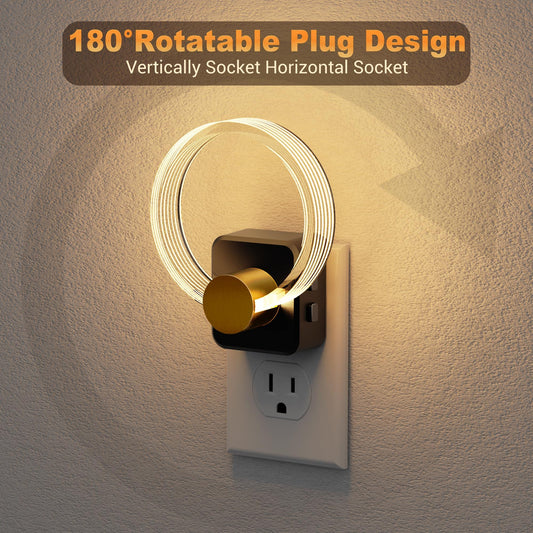 180° Rotating RGB Plug-In Sensor Night Light | 10-Color Dimmable Night Light for Bedroom, Hallway, and Stairs with Auto On/Off