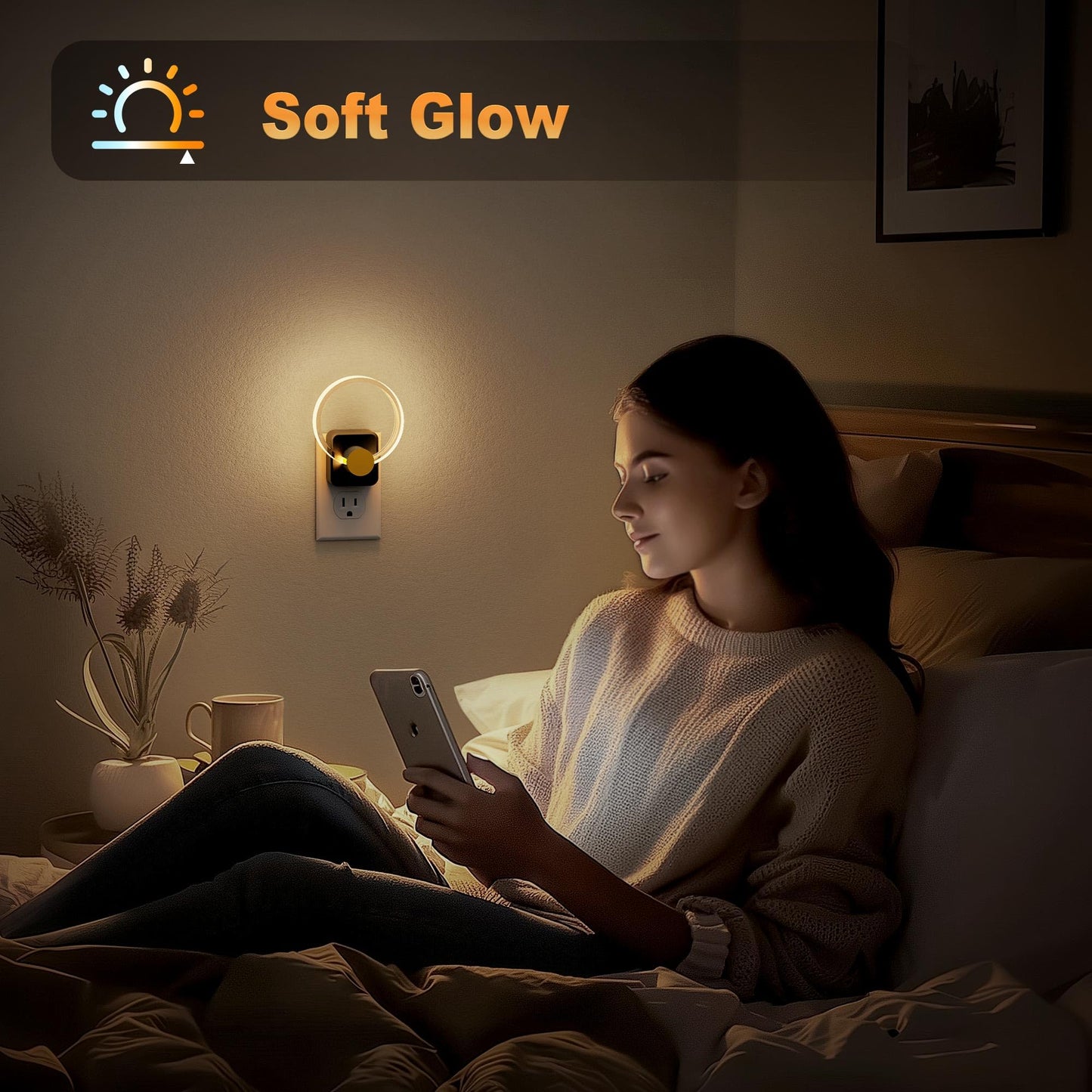 180° Rotating RGB Plug-In Sensor Night Light | 10-Color Dimmable Night Light for Bedroom, Hallway, and Stairs with Auto On/Off