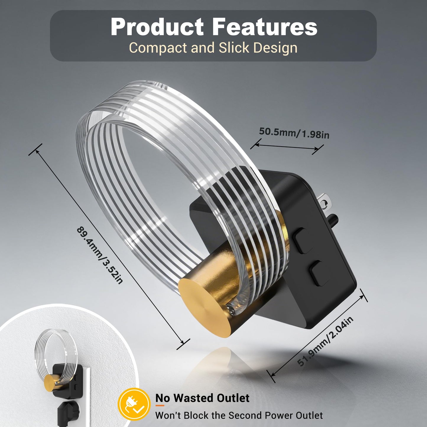 180° Rotating RGB Plug-In Sensor Night Light | 10-Color Dimmable Night Light for Bedroom, Hallway, and Stairs with Auto On/Off