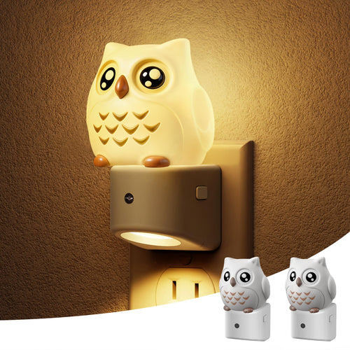 Owl Plug-In Sensor Night Light | 10-Color Kids’ Bedroom Night Light with Auto On/Off for Bedroom, Hallway, and Stairs