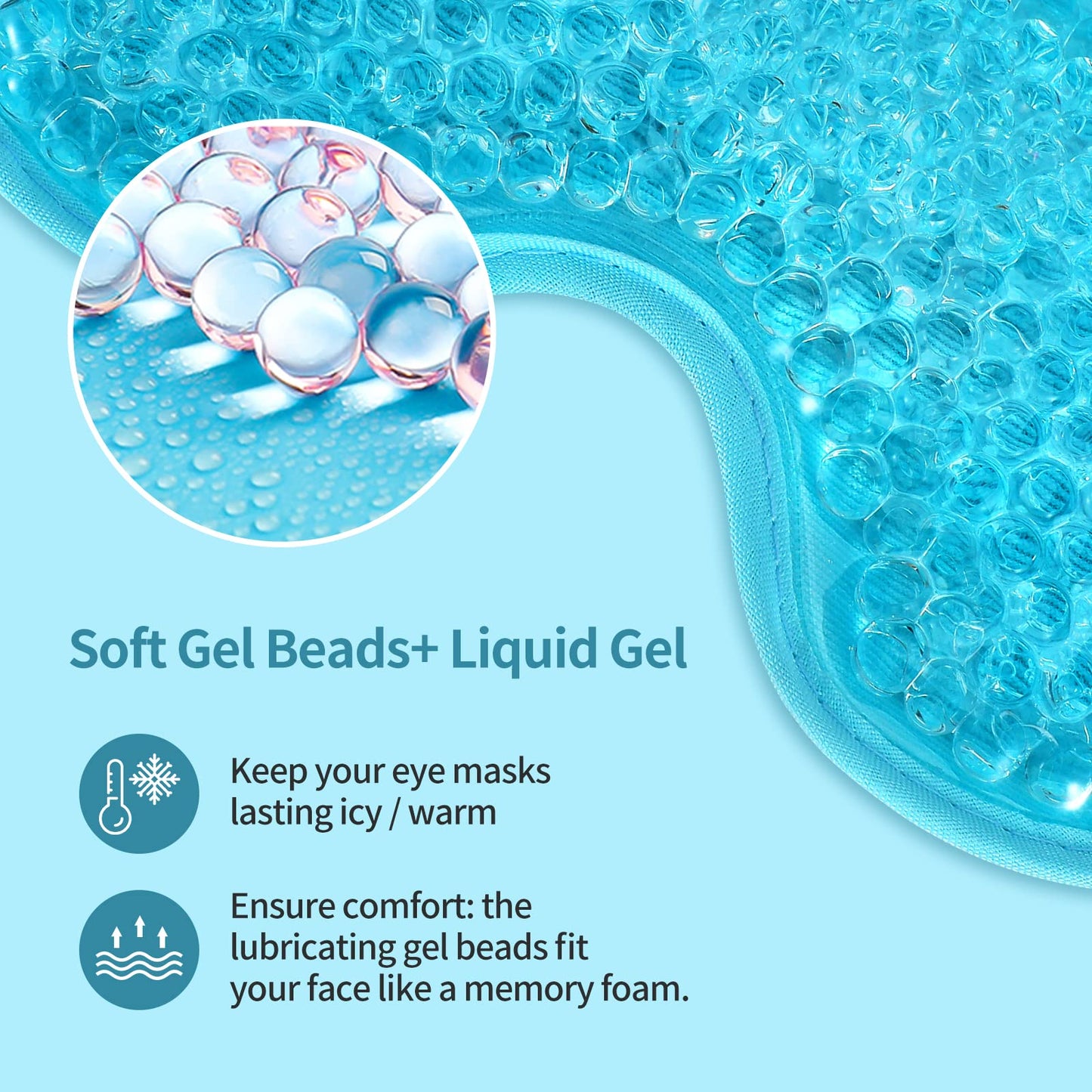 Cooling Gel Eye Mask | Refrigerated Cold Compress Mask for Eye Fatigue, Puffiness & Relaxation, Adjustable Reversible Eye Mask