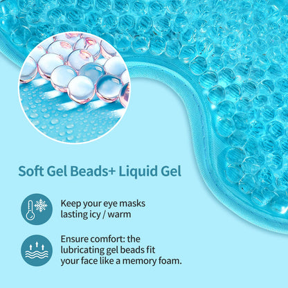 Cooling Gel Eye Mask | Refrigerated Cold Compress Mask for Eye Fatigue, Puffiness & Relaxation, Adjustable Reversible Eye Mask