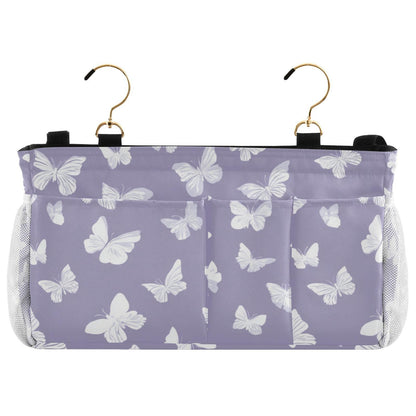 Butterfly Print Bedside Hanging Storage Basket | Bunk Bed Caddy, Multi-Pocket Bedside Organizer for Cribs and Chair Backs