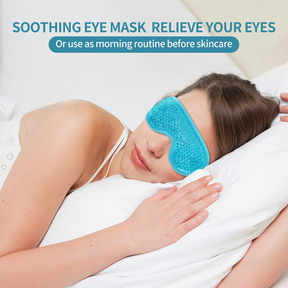 Cooling Gel Eye Mask | Refrigerated Cold Compress Mask for Eye Fatigue, Puffiness & Relaxation, Adjustable Reversible Eye Mask